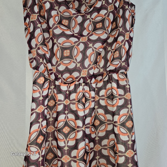 BANANA REPUBLIC SLEEVELESS LIGHTWEIGHT GEOMETRIC ORANGE PURPLE TANK DRESS SZ 4 - Picture 3 of 12